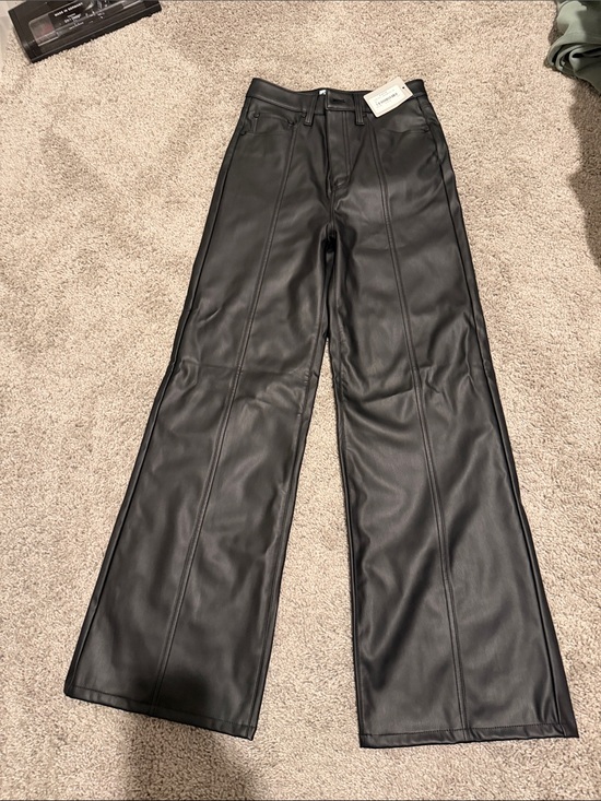 Daze Pants - Daze Far Out Black Faux Leather Wide-Leg Pants